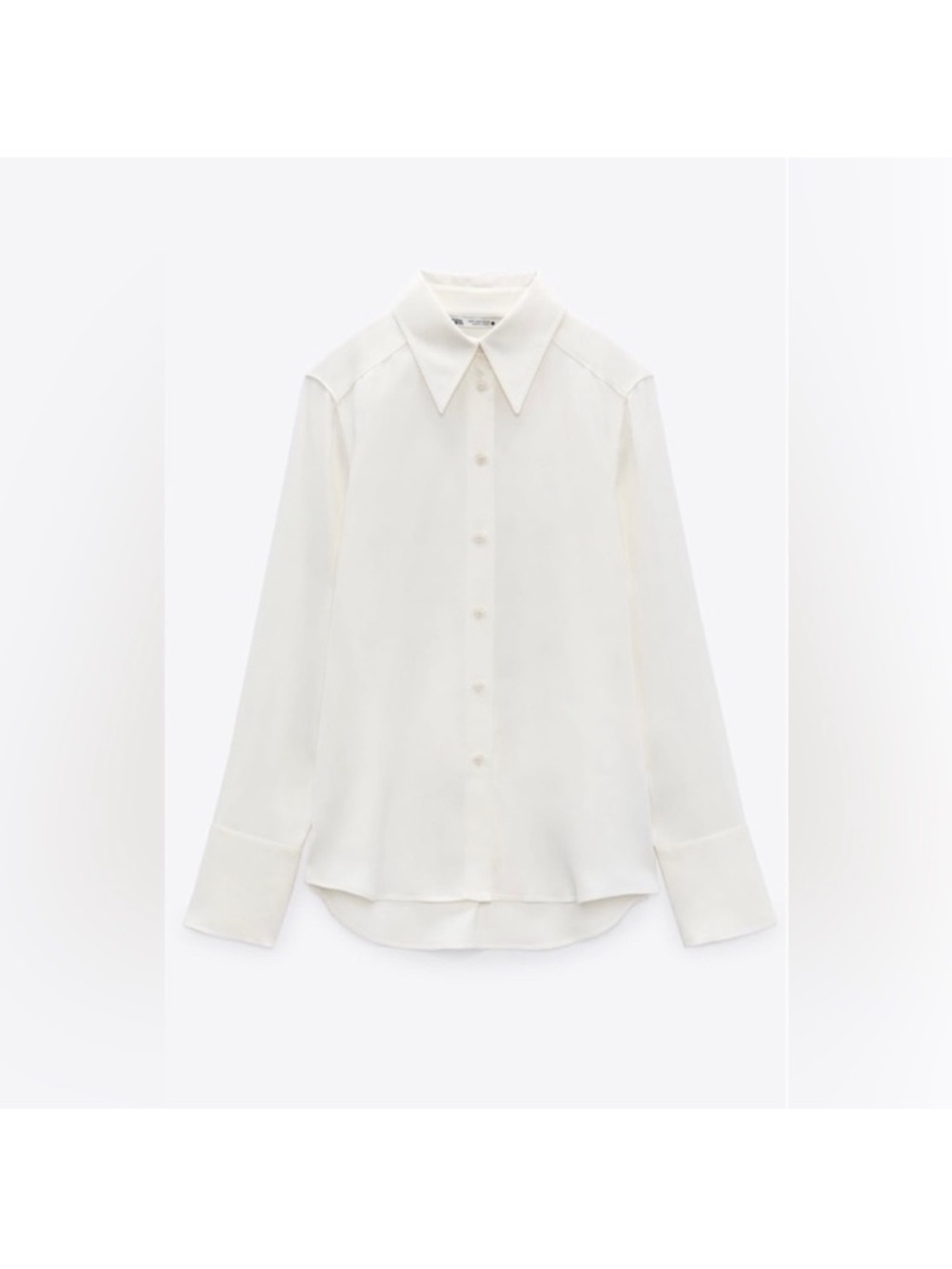 Zara White Button-Up Long Sleeve Blouse